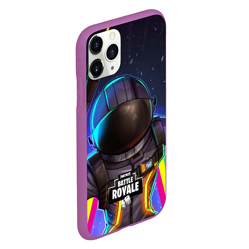 Чехол iPhone 11 Pro матовый Fortnite: Space Rainbow / 3D-Фиолетовый – фото 2