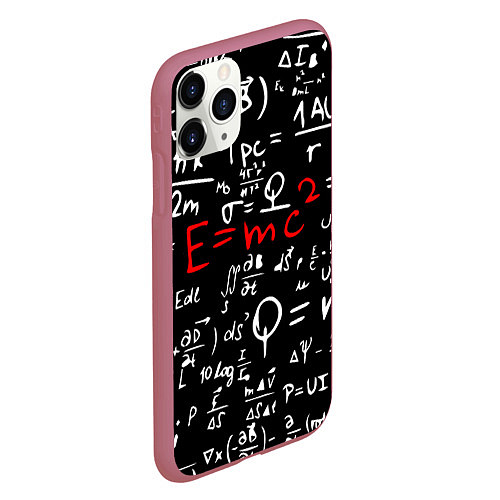 Чехол iPhone 11 Pro матовый E=mc2: Black Style / 3D-Малиновый – фото 2