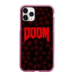 Чехол iPhone 11 Pro матовый DOOM: Hellish signs, цвет: 3D-малиновый