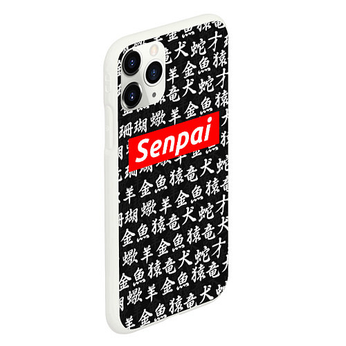 Чехол iPhone 11 Pro матовый Senpai Hieroglyphs / 3D-Белый – фото 2