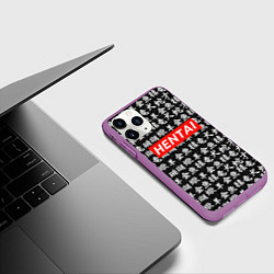 Чехол iPhone 11 Pro матовый Hentai Hieroglyphs, цвет: 3D-фиолетовый — фото 2
