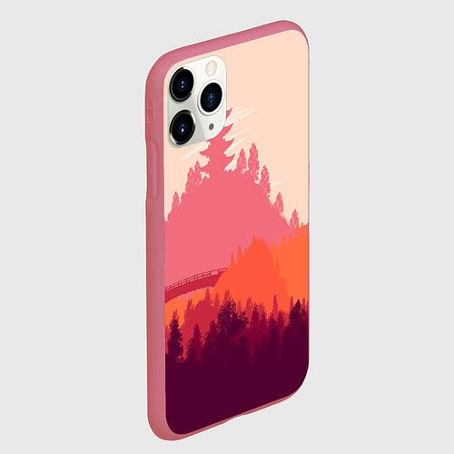 Чехол iPhone 11 Pro матовый Firewatch City / 3D-Малиновый – фото 2