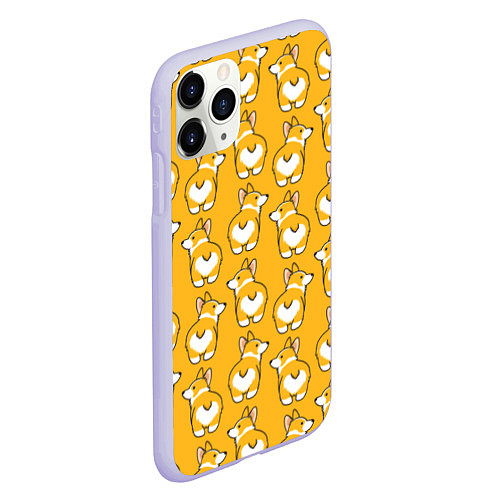 Чехол iPhone 11 Pro матовый Маленькие Корги / 3D-Светло-сиреневый – фото 2