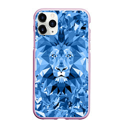 Чехол iPhone 11 Pro матовый Сине-бело-голубой лев, цвет: 3D-розовый