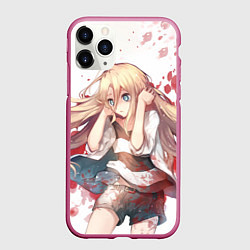 Чехол iPhone 11 Pro матовый Ангел кровопролития, цвет: 3D-малиновый
