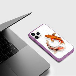 Чехол iPhone 11 Pro матовый Рыбы удачи, цвет: 3D-фиолетовый — фото 2