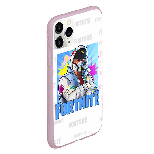 Чехол iPhone 11 Pro матовый Fortnite Street Art / 3D-Розовый – фото 2