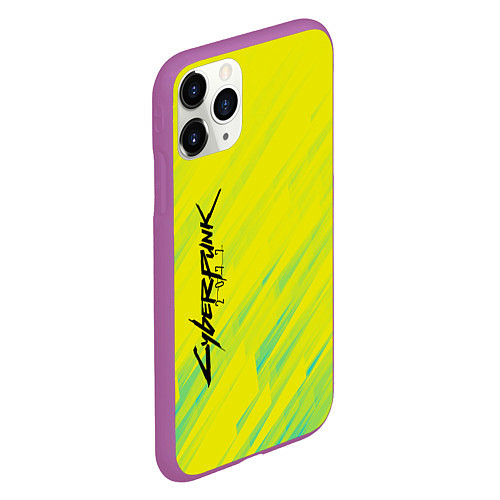 Чехол iPhone 11 Pro матовый Cyberpunk 2077: Yellow / 3D-Фиолетовый – фото 2