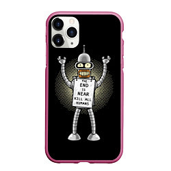 Чехол iPhone 11 Pro матовый Kill All Humans, цвет: 3D-малиновый