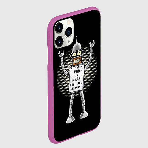 Чехол iPhone 11 Pro матовый Kill All Humans / 3D-Фиолетовый – фото 2