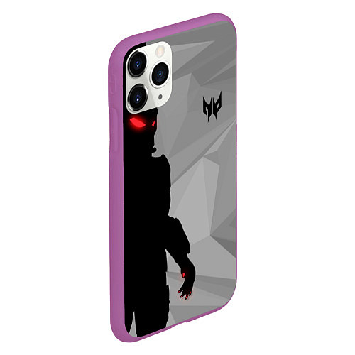 Чехол iPhone 11 Pro матовый Силуэт хищника / 3D-Фиолетовый – фото 2