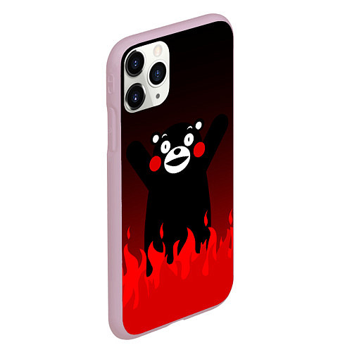 Чехол iPhone 11 Pro матовый Kumamon: Hell Flame / 3D-Розовый – фото 2