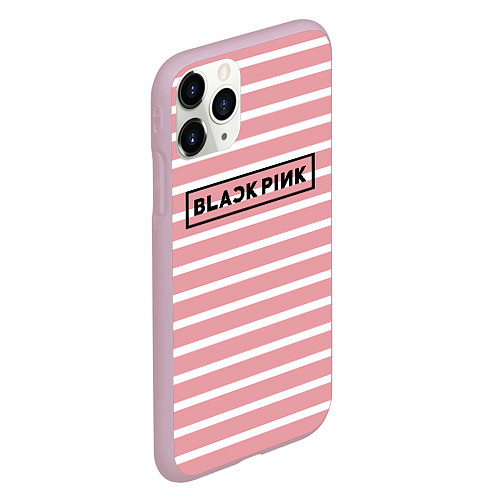 Чехол iPhone 11 Pro матовый Black Pink: Striped Geometry / 3D-Розовый – фото 2