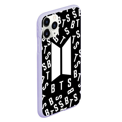 Чехол iPhone 11 Pro матовый BTS: Black Style / 3D-Светло-сиреневый – фото 2