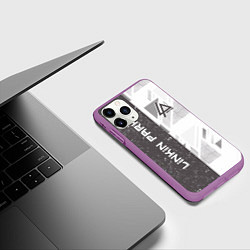 Чехол iPhone 11 Pro матовый Linkin Park: Grey Form, цвет: 3D-фиолетовый — фото 2