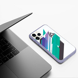 Чехол iPhone 11 Pro матовый Linkin Park: Green Geometry, цвет: 3D-светло-сиреневый — фото 2