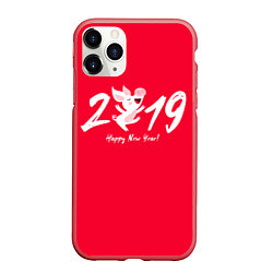 Чехол iPhone 11 Pro матовый Happy New Year 2019, цвет: 3D-красный