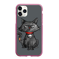 Чехол iPhone 11 Pro матовый Кот бедолага, цвет: 3D-малиновый