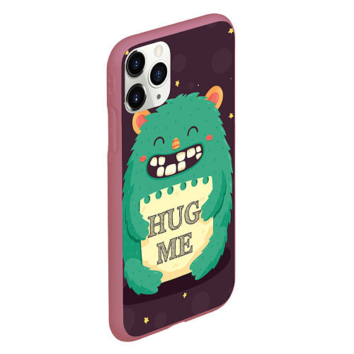 Чехол iPhone 11 Pro матовый Monster: Hug me / 3D-Малиновый – фото 2