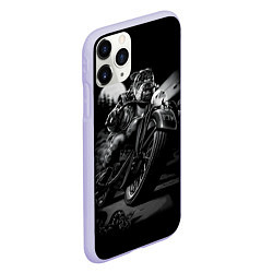 Чехол iPhone 11 Pro матовый Бульдог-байкер, цвет: 3D-светло-сиреневый — фото 2