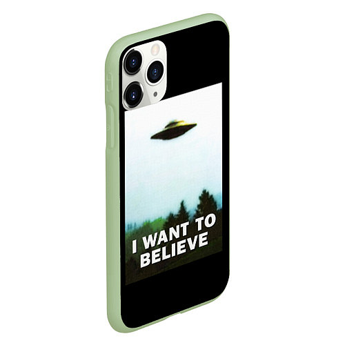 Чехол iPhone 11 Pro матовый I Want To Believe / 3D-Салатовый – фото 2