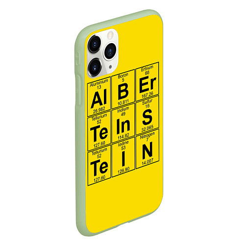 Чехол iPhone 11 Pro матовый Альберт Эйнштейн / 3D-Салатовый – фото 2