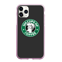 Чехол iPhone 11 Pro матовый 100 cups of coffee, цвет: 3D-розовый