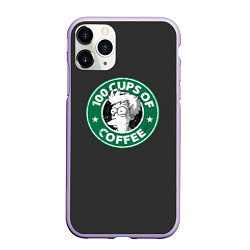 Чехол iPhone 11 Pro матовый 100 cups of coffee, цвет: 3D-светло-сиреневый