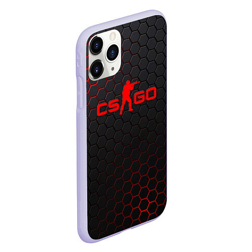 Чехол iPhone 11 Pro матовый CS:GO Grey Carbon / 3D-Светло-сиреневый – фото 2