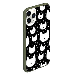 Чехол iPhone 11 Pro матовый Love Cats Pattern, цвет: 3D-темно-зеленый — фото 2