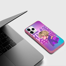Чехол iPhone 11 Pro матовый Taehyung BTS, цвет: 3D-малиновый — фото 2