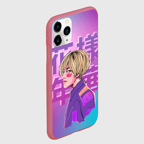 Чехол iPhone 11 Pro матовый Taehyung BTS / 3D-Малиновый – фото 2