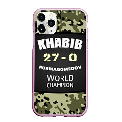 Чехол iPhone 11 Pro матовый Khabib: 27 - 0, цвет: 3D-розовый