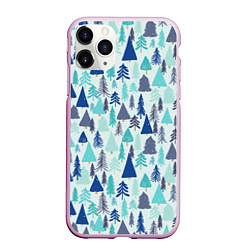 Чехол iPhone 11 Pro матовый Зимний лес, цвет: 3D-розовый