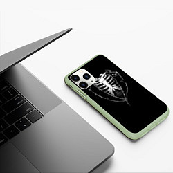 Чехол iPhone 11 Pro матовый Хэллоуинский скелет, цвет: 3D-салатовый — фото 2