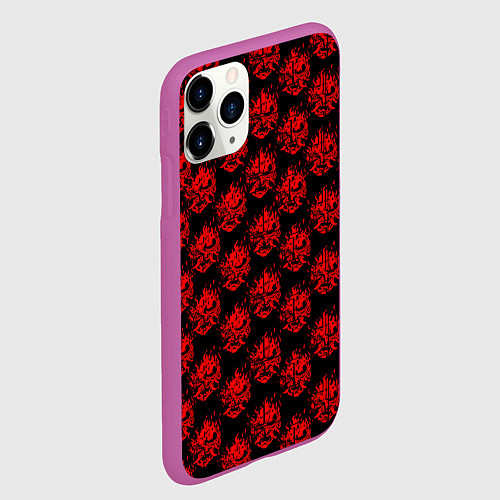 Чехол iPhone 11 Pro матовый Cyberpunk 2077: Samurai Pattern / 3D-Фиолетовый – фото 2