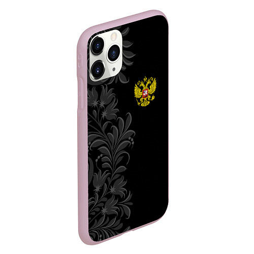 Чехол iPhone 11 Pro матовый Герб России и орнамент / 3D-Розовый – фото 2