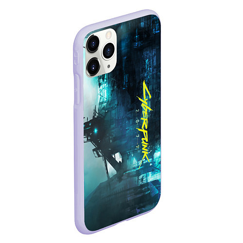 Чехол iPhone 11 Pro матовый Cyberpunk 2077: Techno / 3D-Светло-сиреневый – фото 2