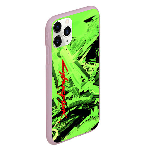 Чехол iPhone 11 Pro матовый Cyberpunk 2077: Green Breaks / 3D-Розовый – фото 2