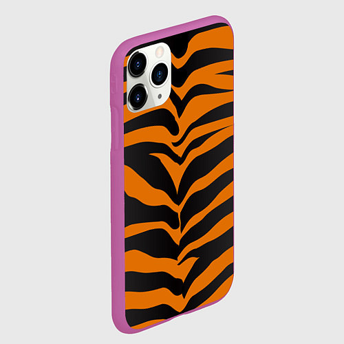 Чехол iPhone 11 Pro матовый Шкура тигра / 3D-Фиолетовый – фото 2