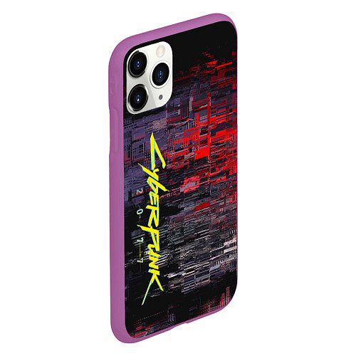 Чехол iPhone 11 Pro матовый Cyberpunk 2077 / 3D-Фиолетовый – фото 2