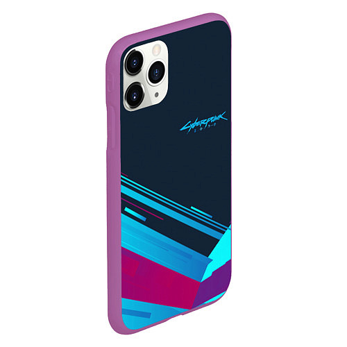 Чехол iPhone 11 Pro матовый Cyberpunk 2077 / 3D-Фиолетовый – фото 2