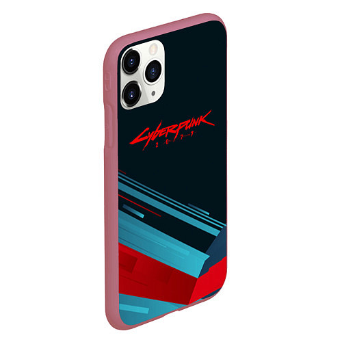 Чехол iPhone 11 Pro матовый Cyberpunk 2077: Geometry / 3D-Малиновый – фото 2