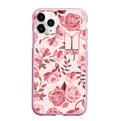 Чехол iPhone 11 Pro матовый BTS: Pink Roses, цвет: 3D-розовый