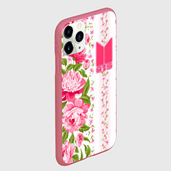 Чехол iPhone 11 Pro матовый BTS: Light Roses, цвет: 3D-малиновый — фото 2
