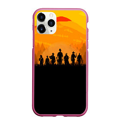 Чехол iPhone 11 Pro матовый Red Dead Redemption: Orange Sun, цвет: 3D-малиновый