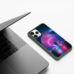 Чехол iPhone 11 Pro матовый Любовь в космосе, цвет: 3D-темно-зеленый — фото 2