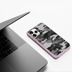 Чехол iPhone 11 Pro матовый Черный камуфляж, цвет: 3D-розовый — фото 2
