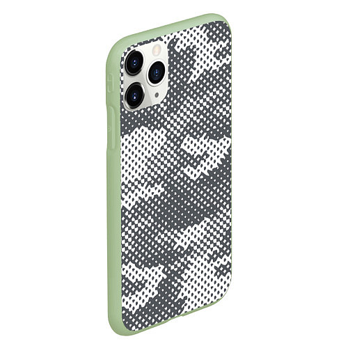 Чехол iPhone 11 Pro матовый Серый камуфляж / 3D-Салатовый – фото 2