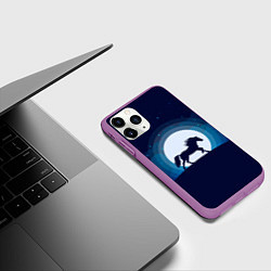 Чехол iPhone 11 Pro матовый Лошадь под луной, цвет: 3D-фиолетовый — фото 2